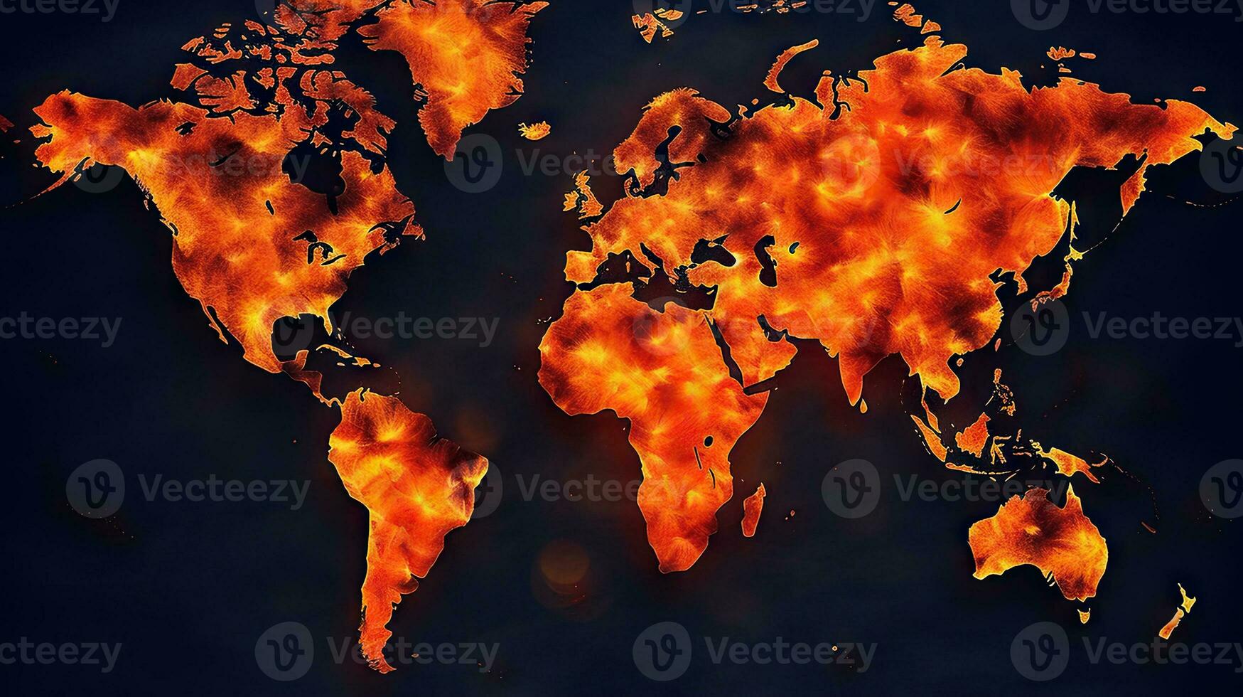mondo carta geografica su fuoco sfondo. generativo ai. foto
