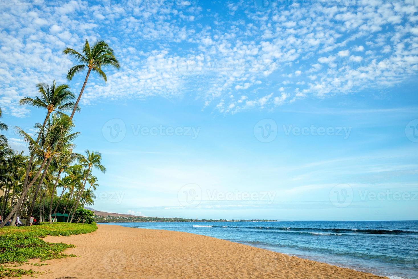 scenario alla spiaggia di kaanapali sull'isola di maui, hawaii, us foto