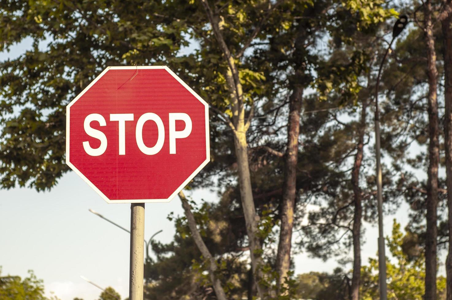 stop cartello stradale in strada foto