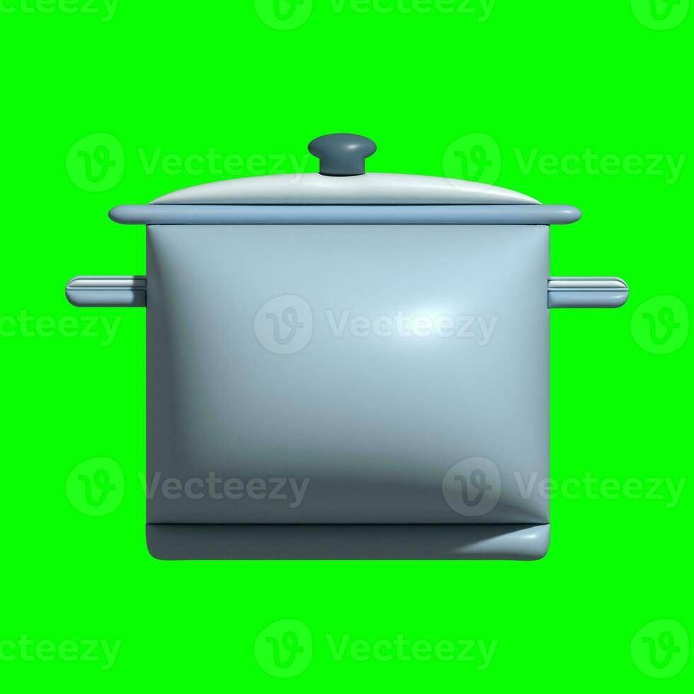 3d cucina impostato elementi risorse con schermo verde sfondo foto