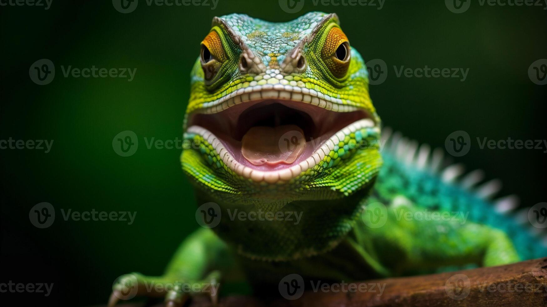 natura scala lucertola bicchieri iguana animale avvicinamento verde ritratto rettile. generativo ai. foto