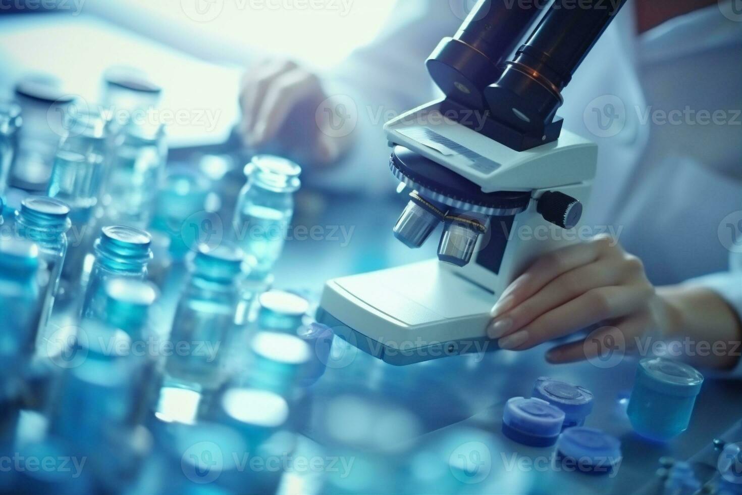 laboratorio scienza test tubo mano sperimentare medico ricerca biotecnologia medicinale. generativo ai. foto