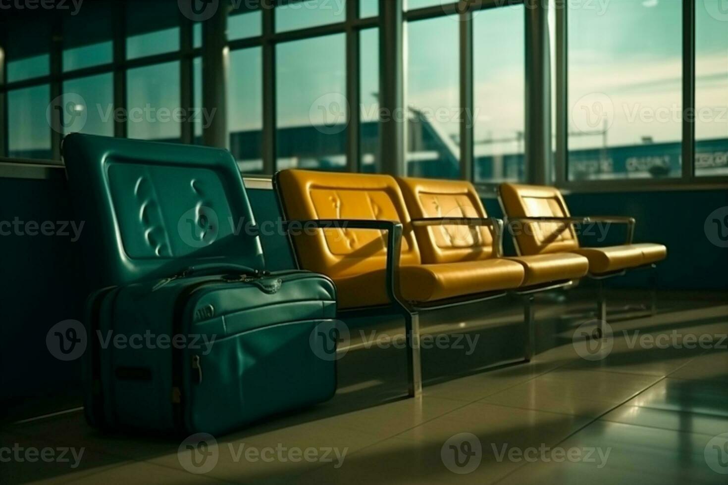 Borsa Bagaglio attività commerciale valigia volo terminale aria viaggio partenza trasporto. generativo ai. foto