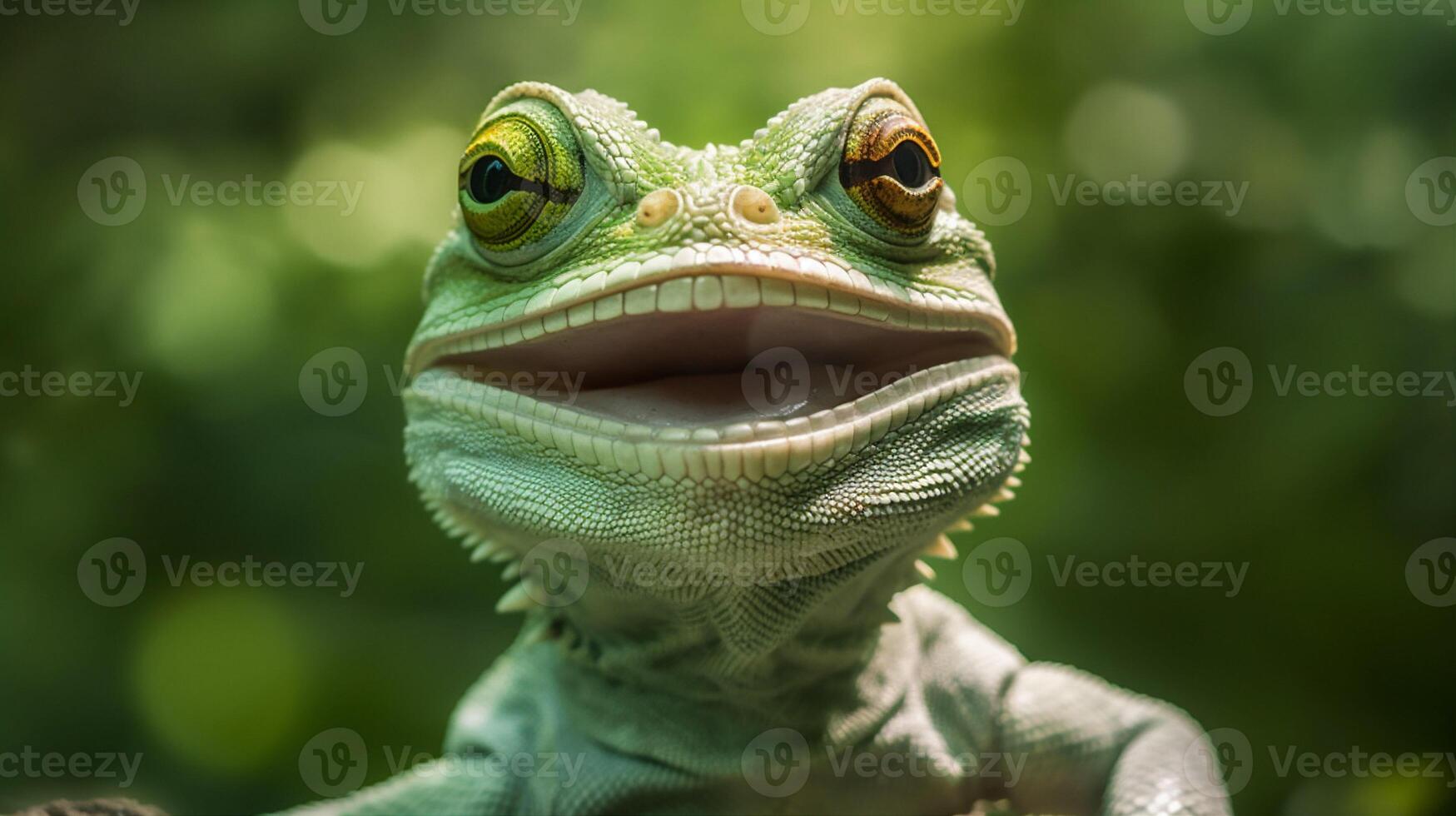 ritratto avvicinamento iguana scala bicchieri animale verde rettile lucertola animali selvatici. generativo ai. foto