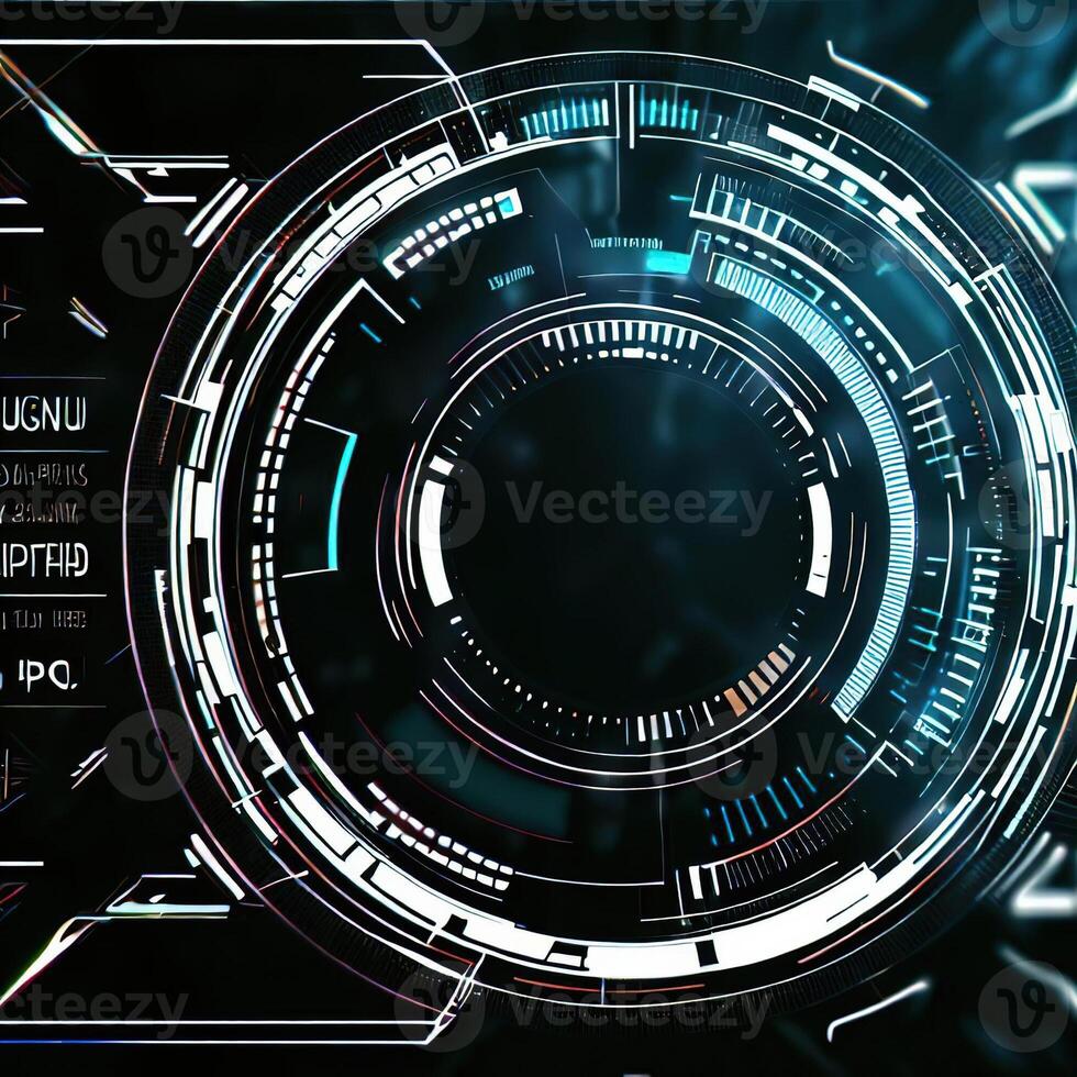 premio astratto concettuale hud e circuito tavola spazio futuristico tecnologia ui interfaccia ologramma per attività commerciale e istruzione.ai generato foto