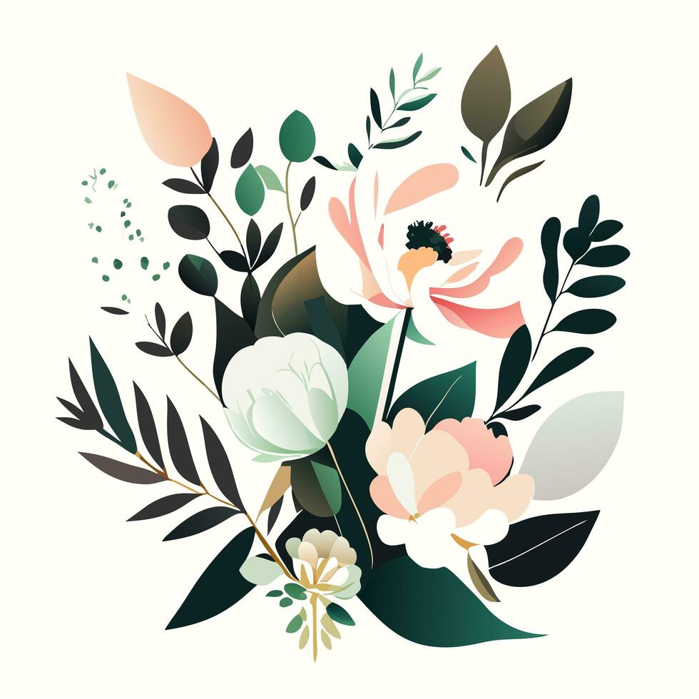 acquerello accordi con piccolo fiore. botanico illustrazione minimo stile foto