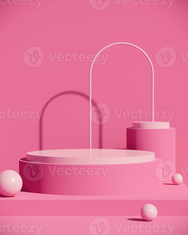 foto 3d rendere podio per Prodotto Schermo su rosa sfondo