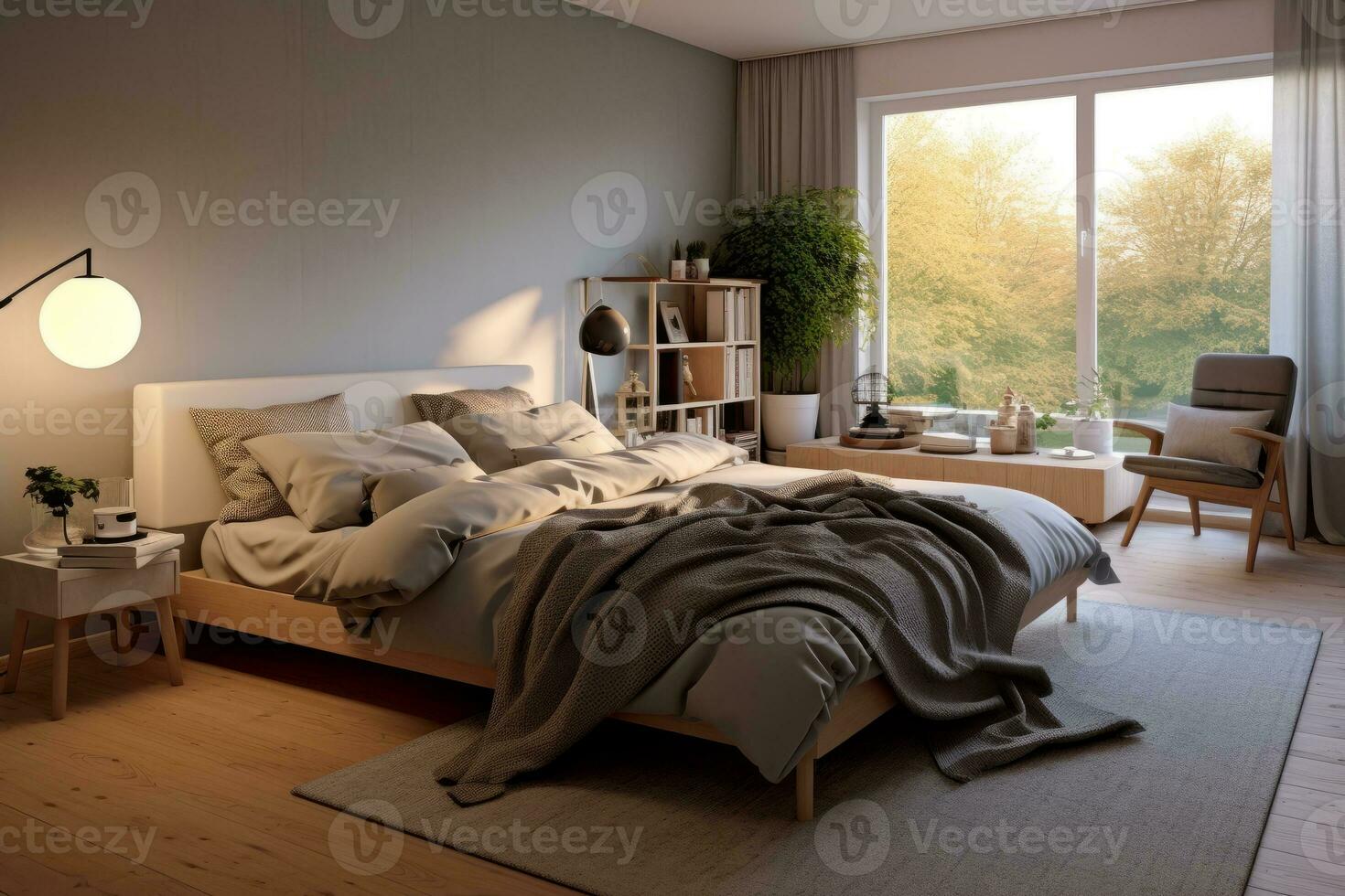 ai generativo foto di un' elegante e moderno Camera da letto