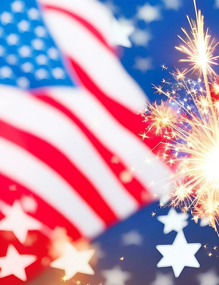 ai creare foto Stati Uniti d'America indipendenza giorno concetto con sparkler