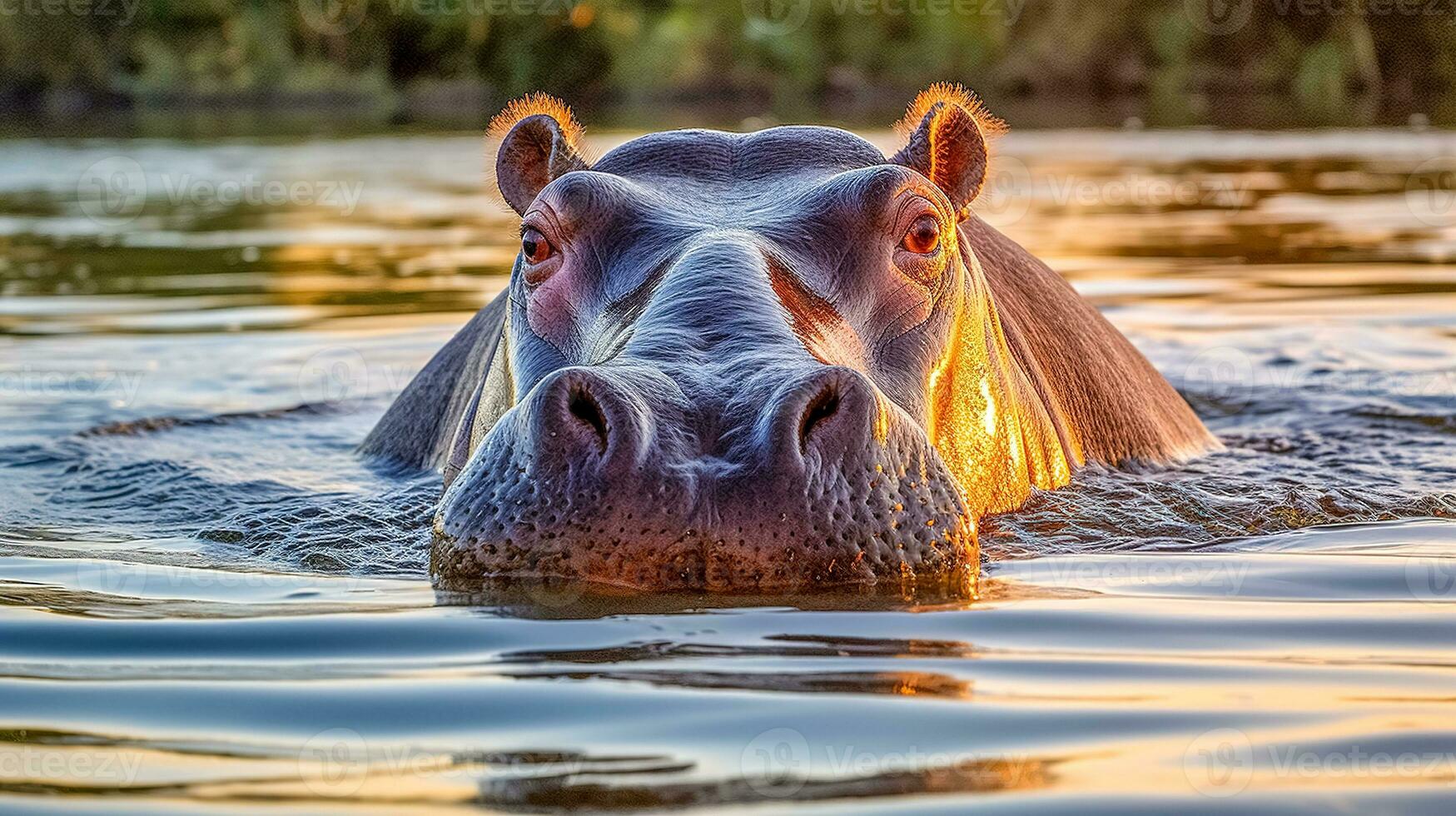 animale predatore ippopotamo nel acqua nel natura nel Africa, fatto con generativo ai foto
