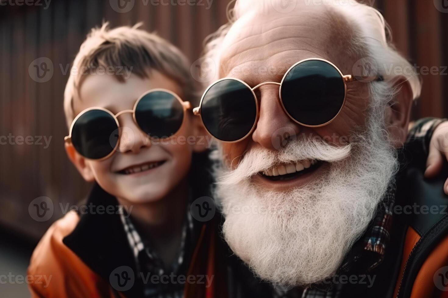 contento nonno e nipote godere tempo insieme. positivo anziano la spesa tempo con il suo nipote. multigenerazionale famiglia. contento la pensione. positivo invecchiamento, bene umore. generativo ai. foto