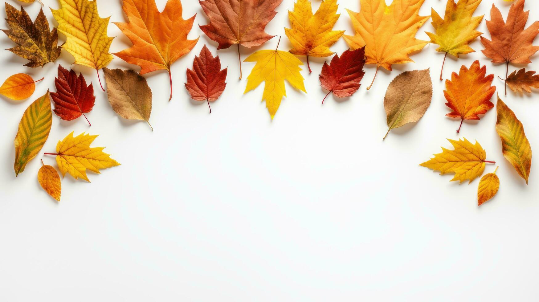 autunno le foglie con copia spazio su bianca sfondo., contento autunno concetto. generativo ai foto