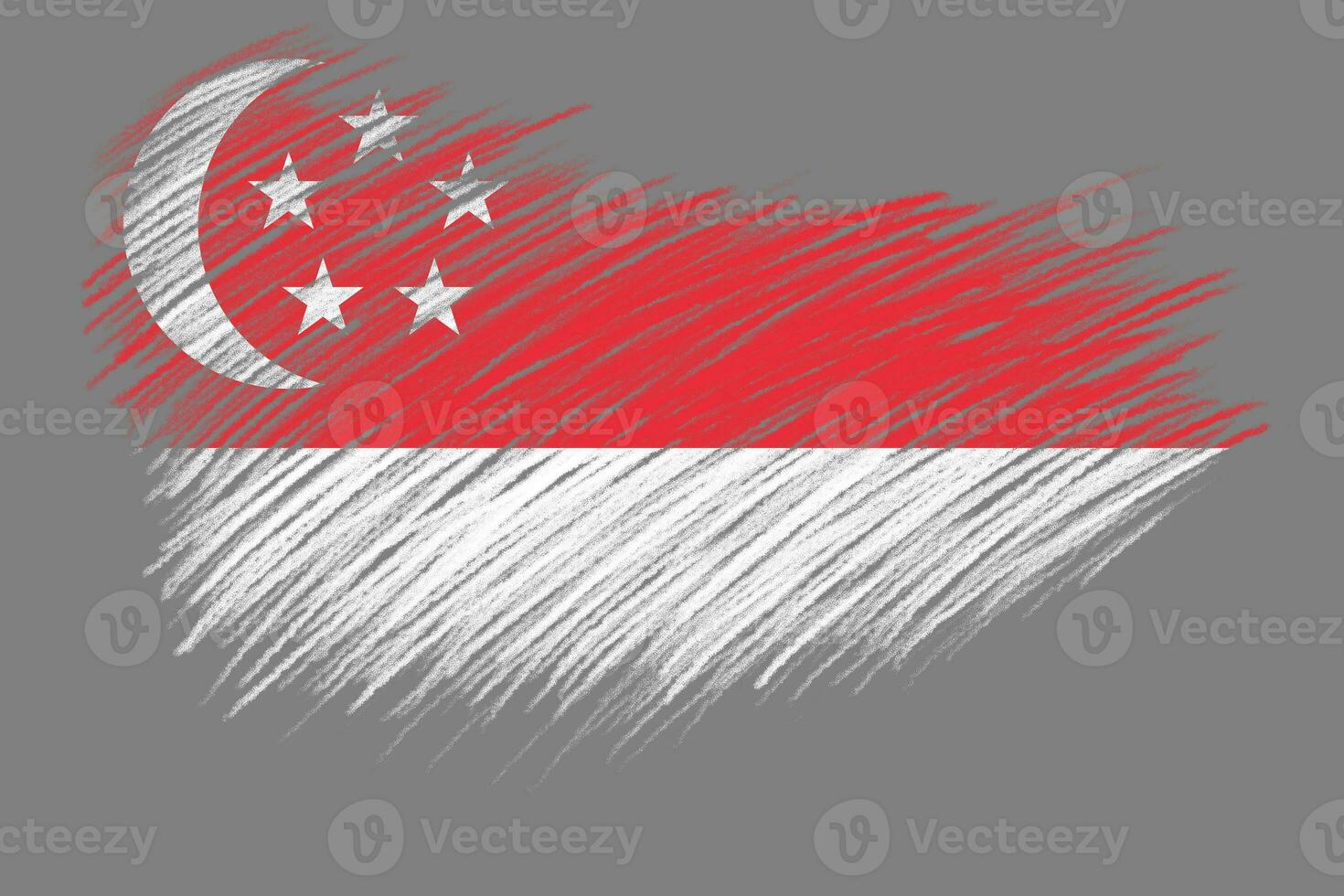 3d bandiera di Singapore su Vintage ▾ stile spazzola sfondo. foto