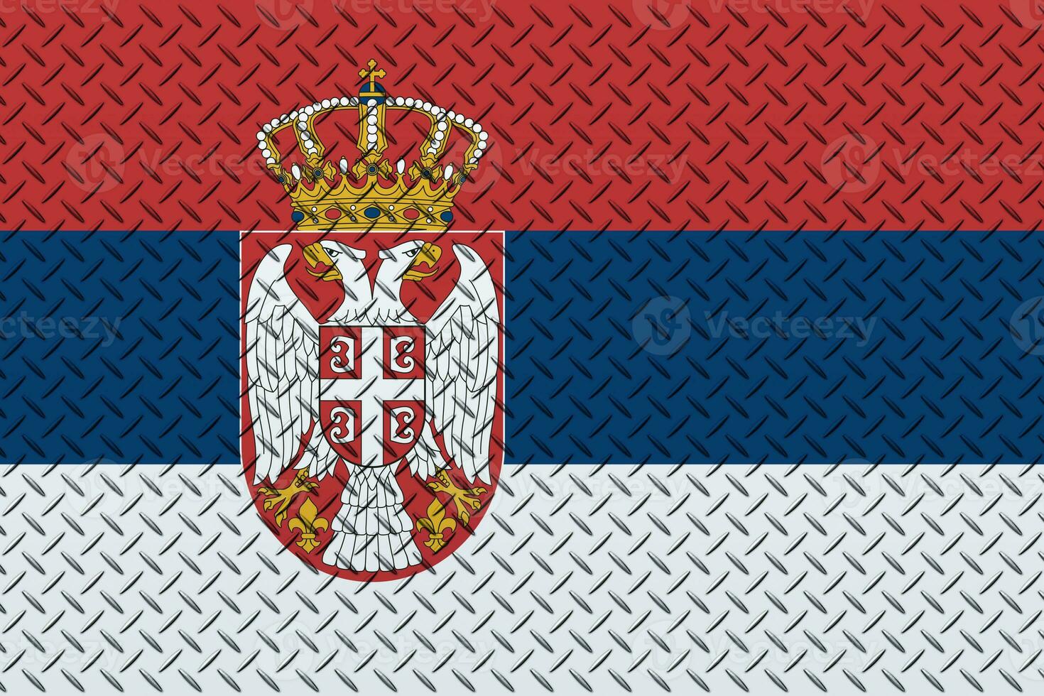 3d bandiera di Serbia su un' metallo parete sfondo. foto