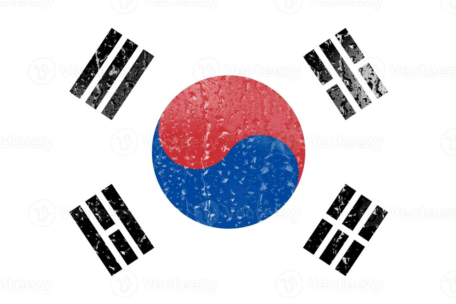 3d bandiera di Sud Corea su un' bicchiere con acqua far cadere sfondo. foto