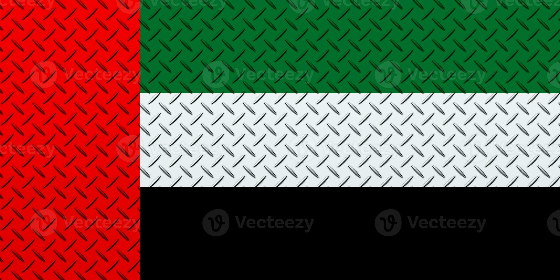 3d bandiera di unito arabo Emirates su un' metallo parete sfondo. foto