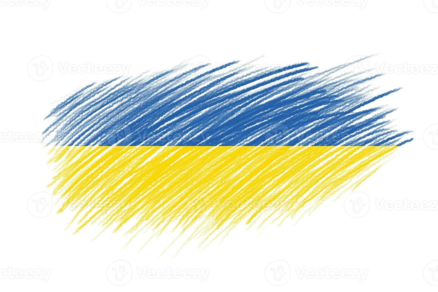 3d bandiera di Ucraina su Vintage ▾ stile spazzola sfondo. foto