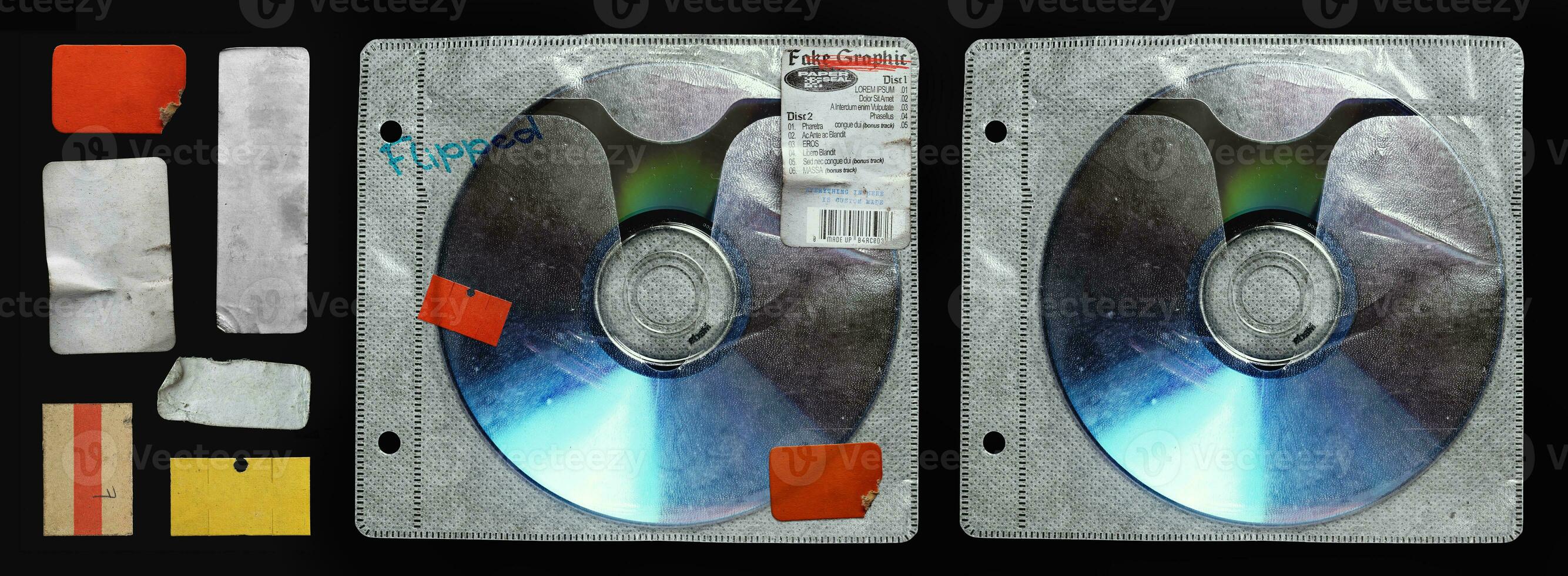CD nel un' raccoglitore manica, decorativo CD modello con etichetta o etichetta, musica artistico kit impostato foto