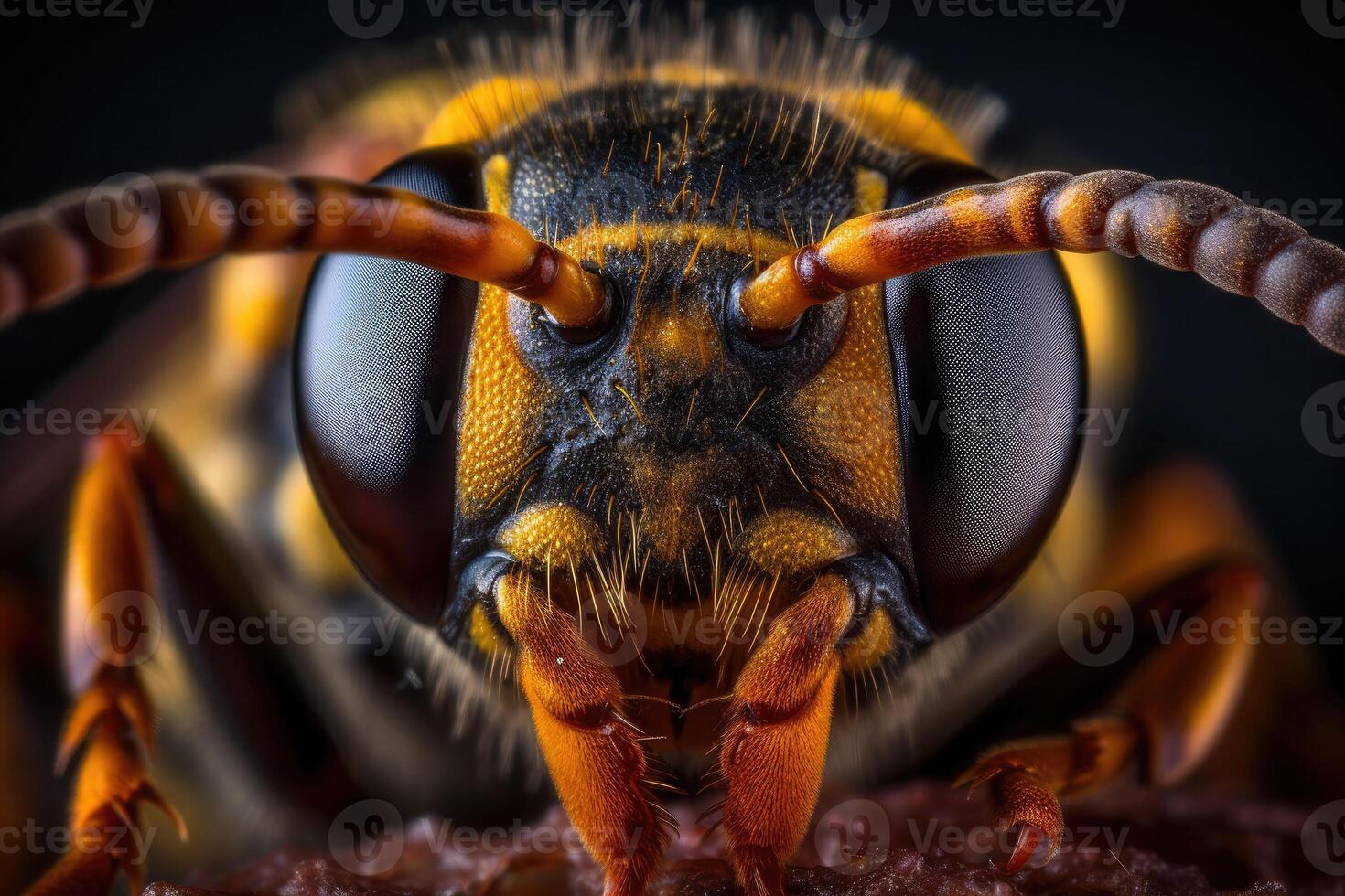 il vespa testa. un' Impressionante macro sparo. generativo ai foto