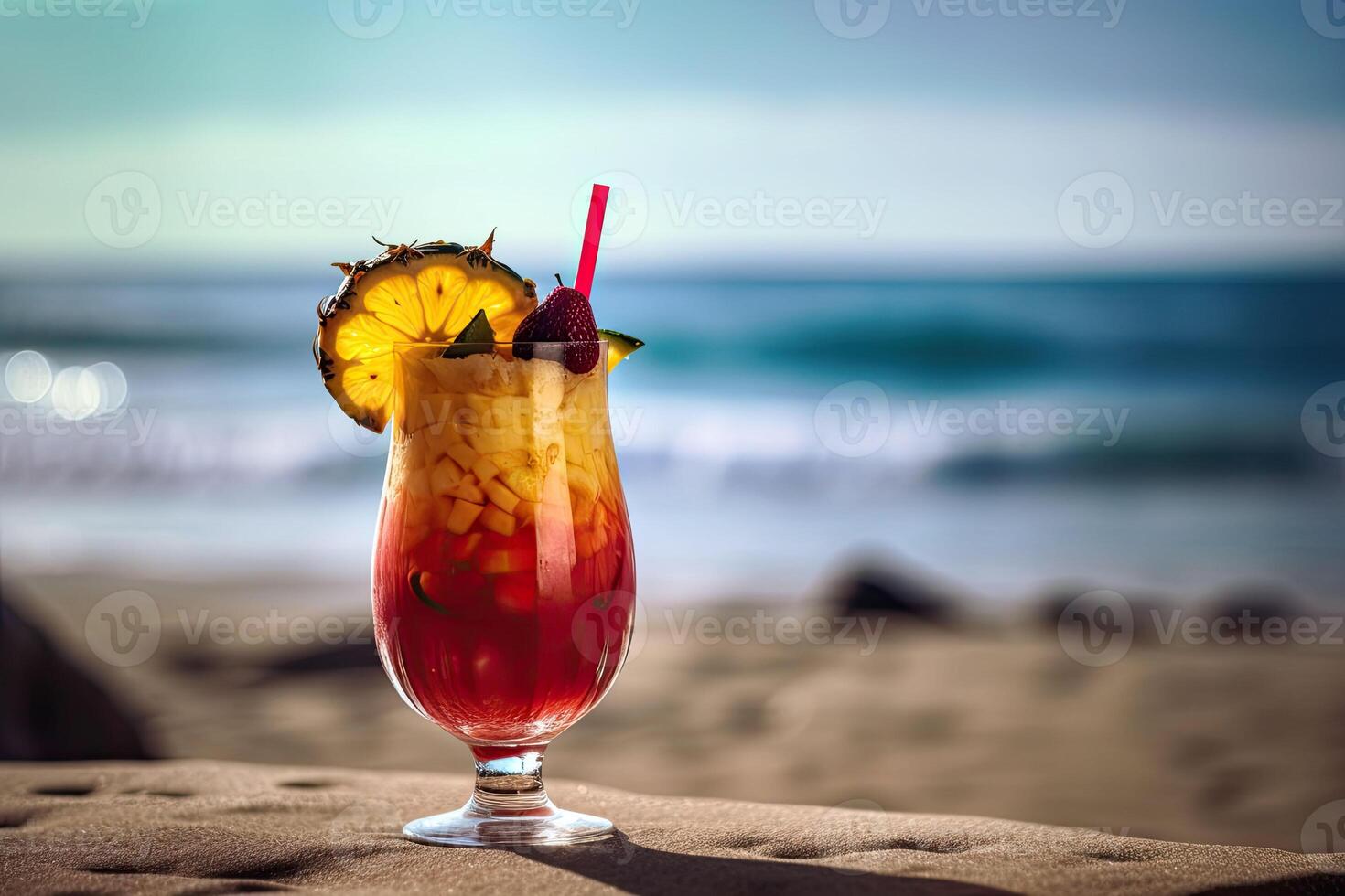 tropicale cocktail. estate bevande e spiaggia vacanza sfondo. generativo ai foto