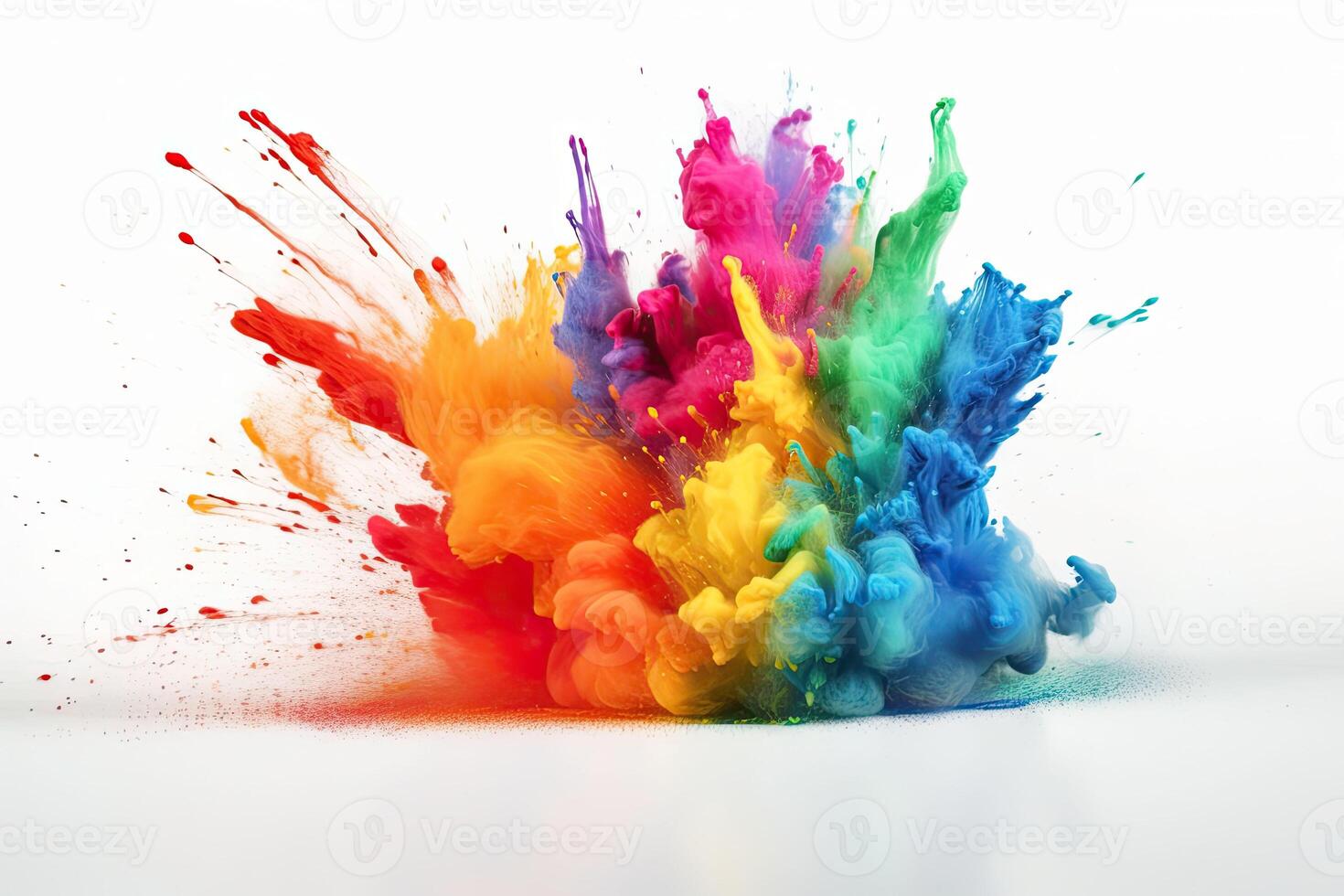 colorato arcobaleno holi dipingere colore polvere esplosione su bianca sfondo. generativo ai foto