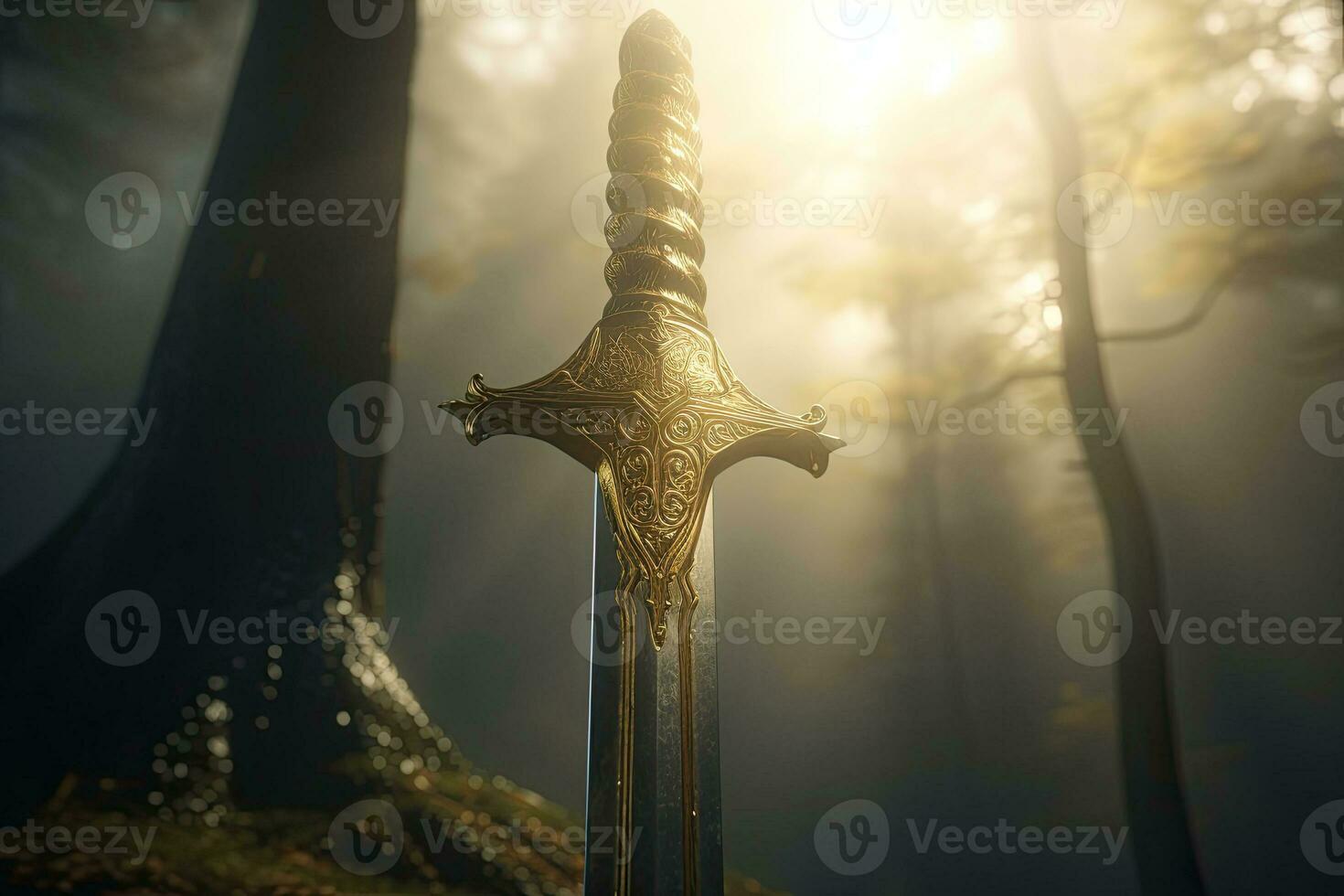 Magia spada. medievale spada di leggenda, Magia e potenza. generativo ai foto