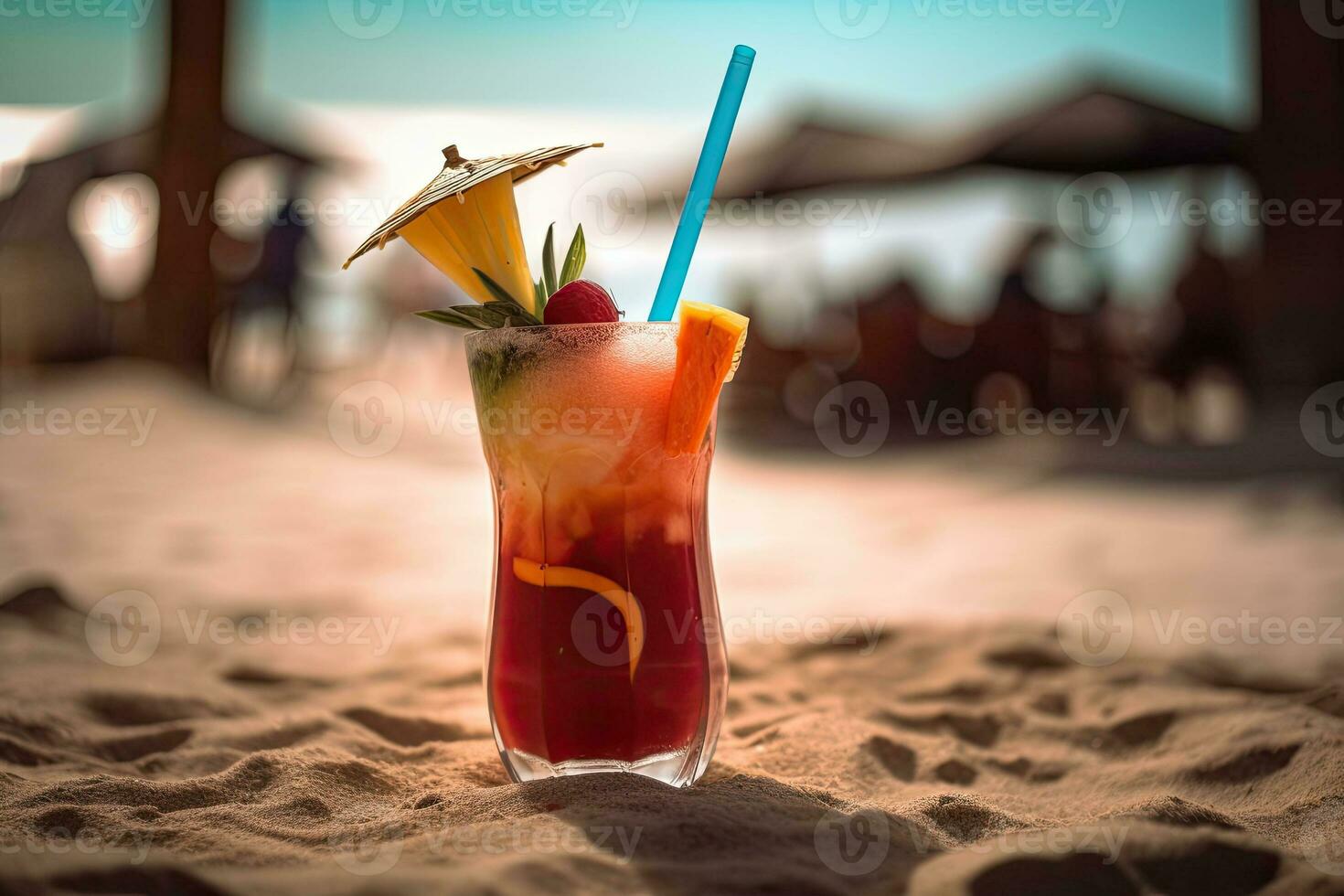 tropicale cocktail. estate bevande e spiaggia vacanza sfondo. generativo ai foto