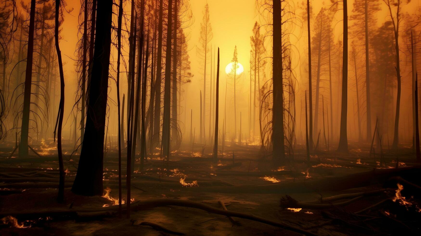 grandi fiamme di incendi boschivi foto