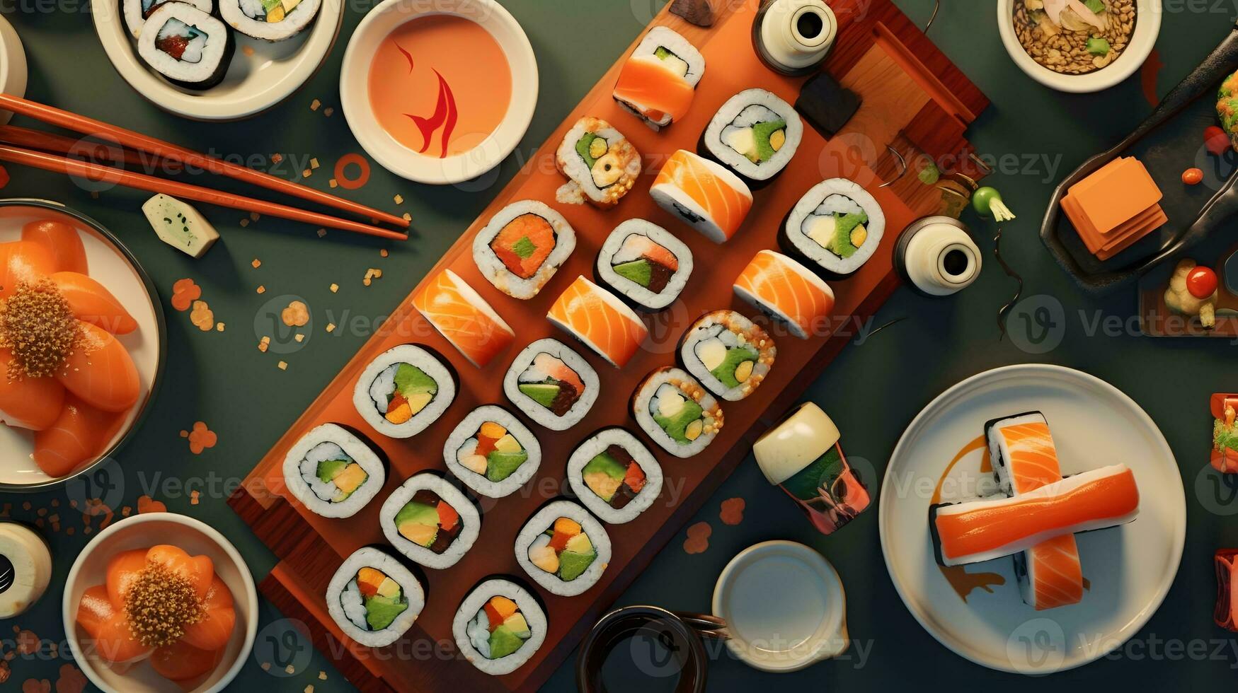 alto giapponese Sushi cibo. foto