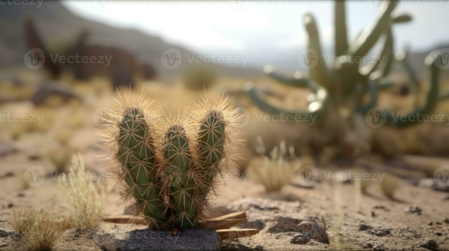 il crescita di un' cactus nel un' asciutto deserto paesaggio foto