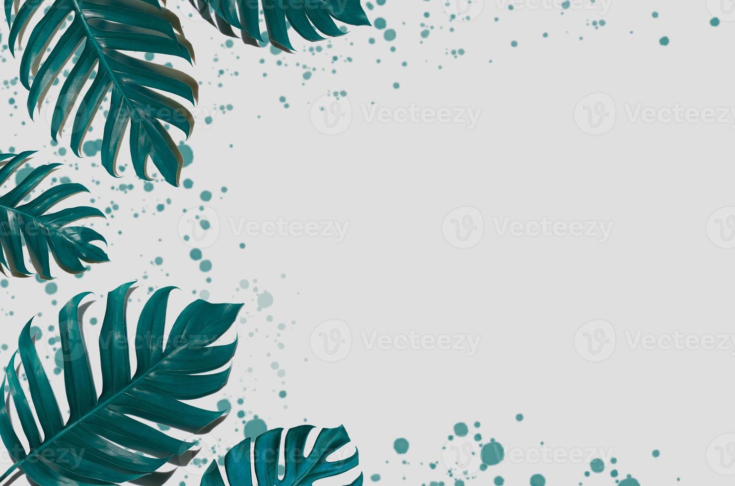 concept art sfondo minimal design lascia monster blue tropicale e lascia in vibrante gradiente audace trendy estate tropicale foglie design foto