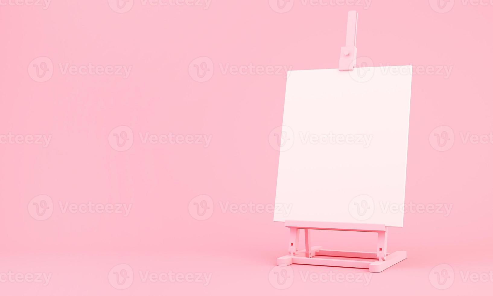 Rendering 3D di cavalletto su sfondo rosa foto
