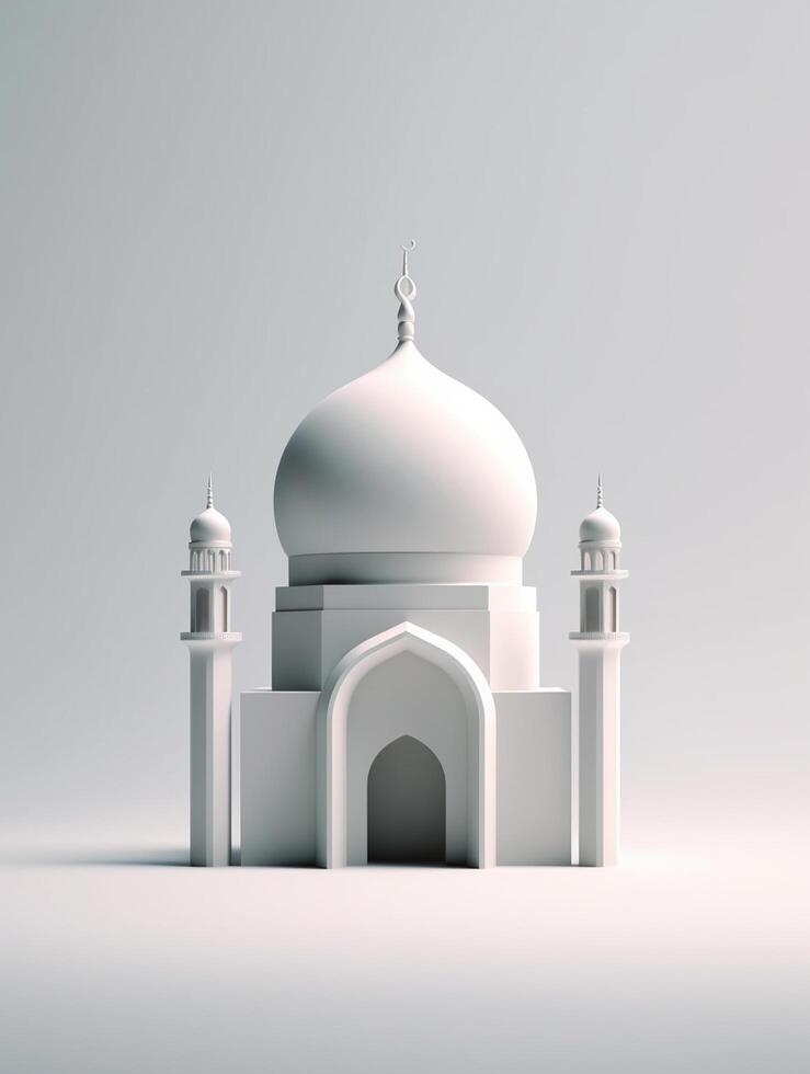 islamico carino 3d moschea per Ramadan e eid saluto sfondo ai generativo foto