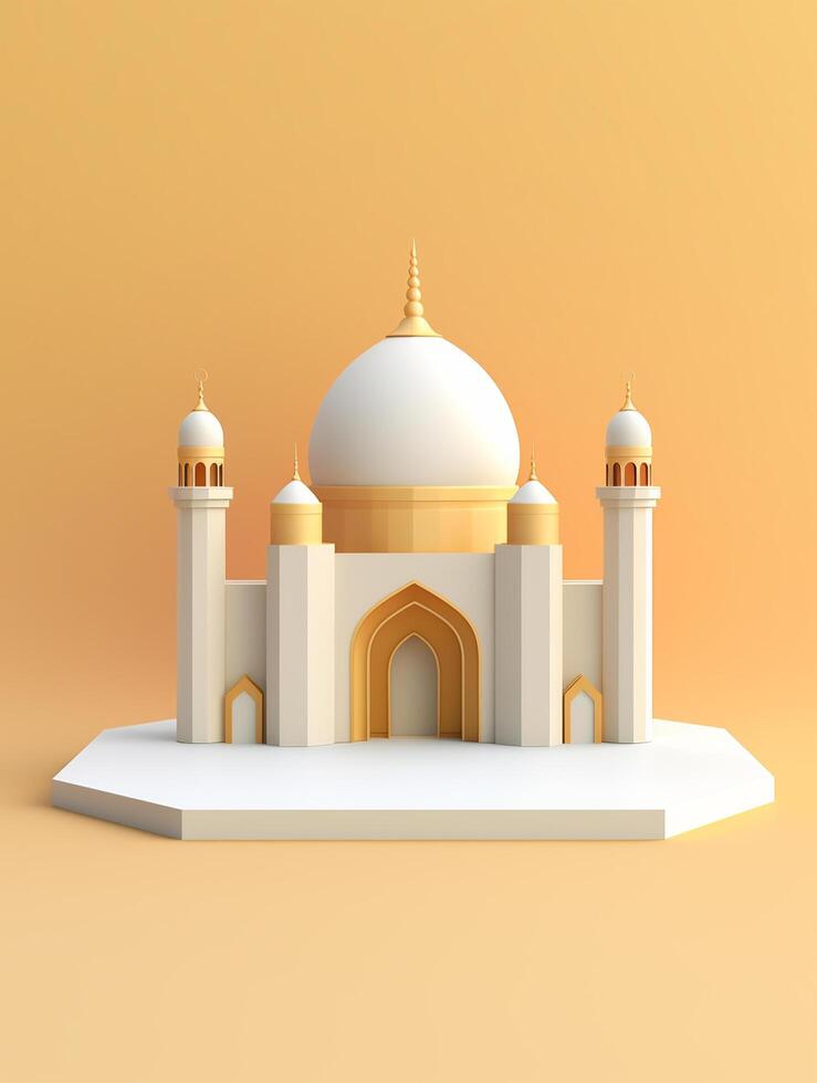 islamico carino 3d moschea per Ramadan e eid saluto sfondo ai generativo foto