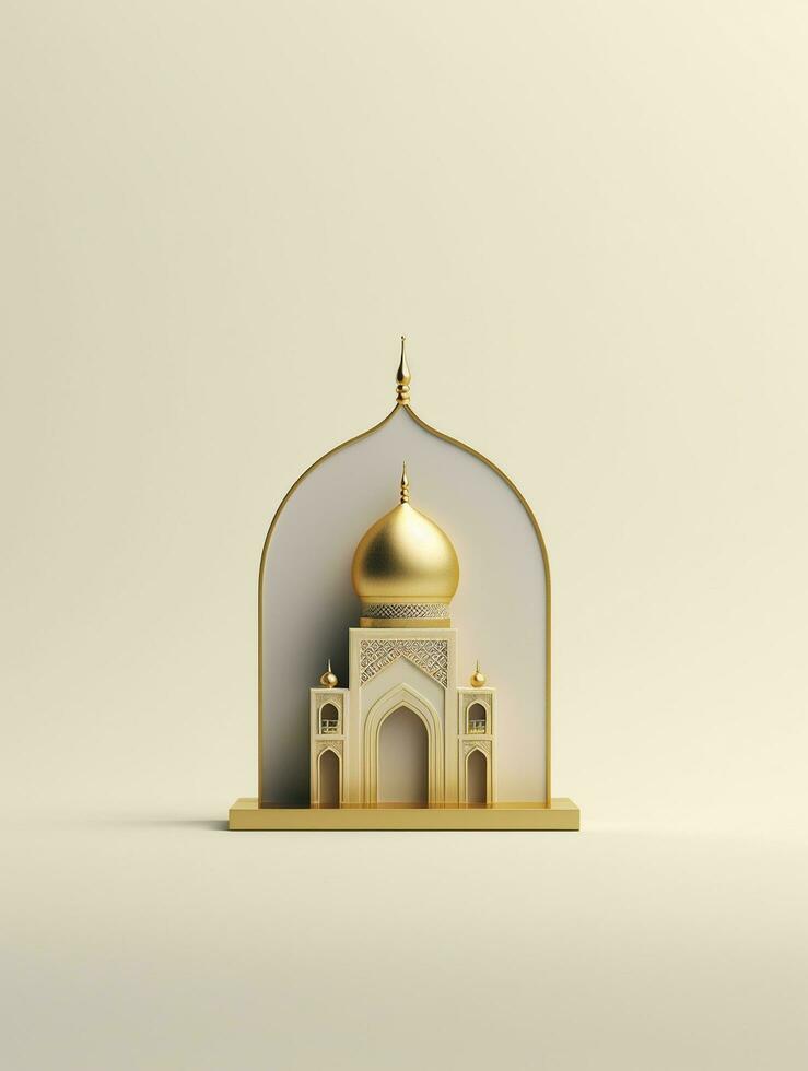 islamico carino 3d moschea per Ramadan e eid saluto sfondo foto