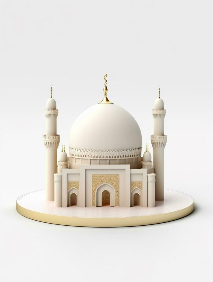 islamico carino 3d moschea per Ramadan e eid saluto sfondo foto