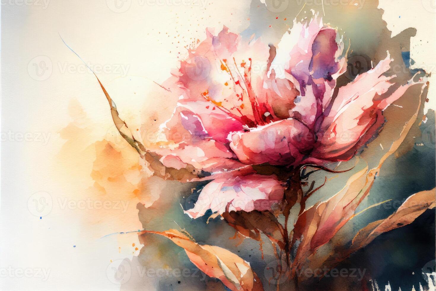 acquerello pittura di peonie fiori. ai generativo foto