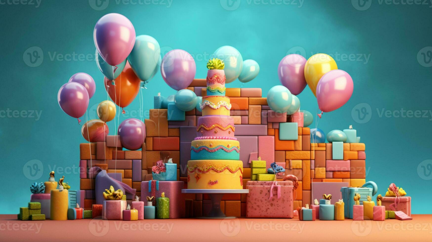compleanno torta modello rosa colorato 3d design foto