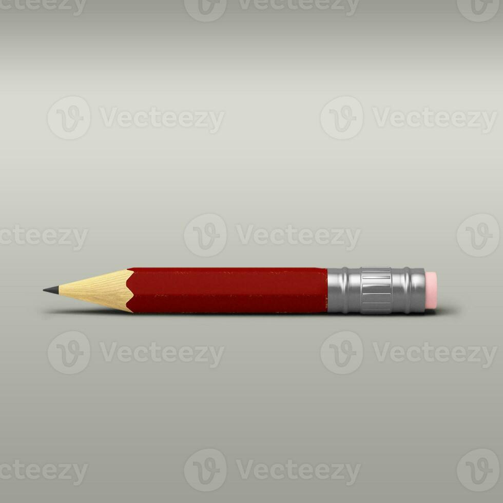 rosso matita piccolo dimensione isolato su grigio sfondo. foto