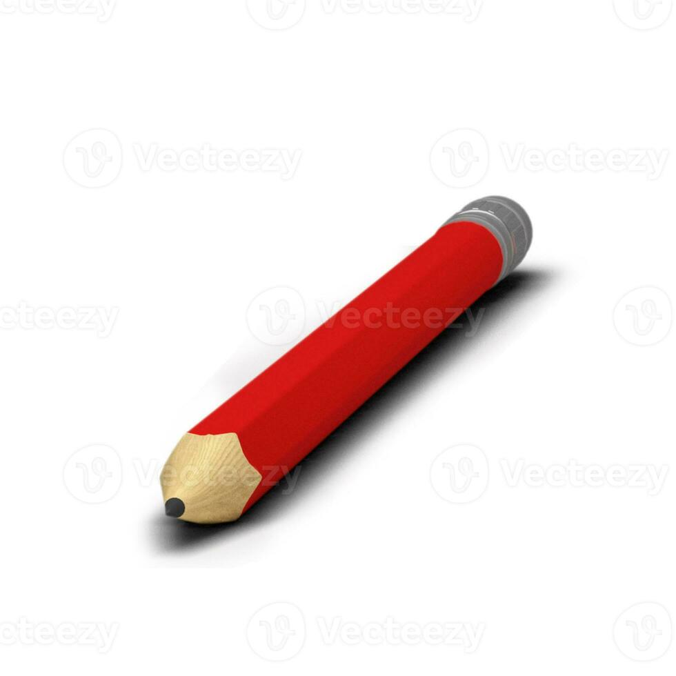 rosso matita grande dimensione con gomma per cancellare attrezzo isolato su grigio sfondo. foto