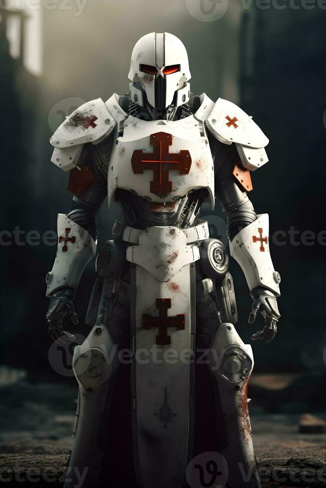 santo cavaliere templare guerriero robot ,generativo ai foto