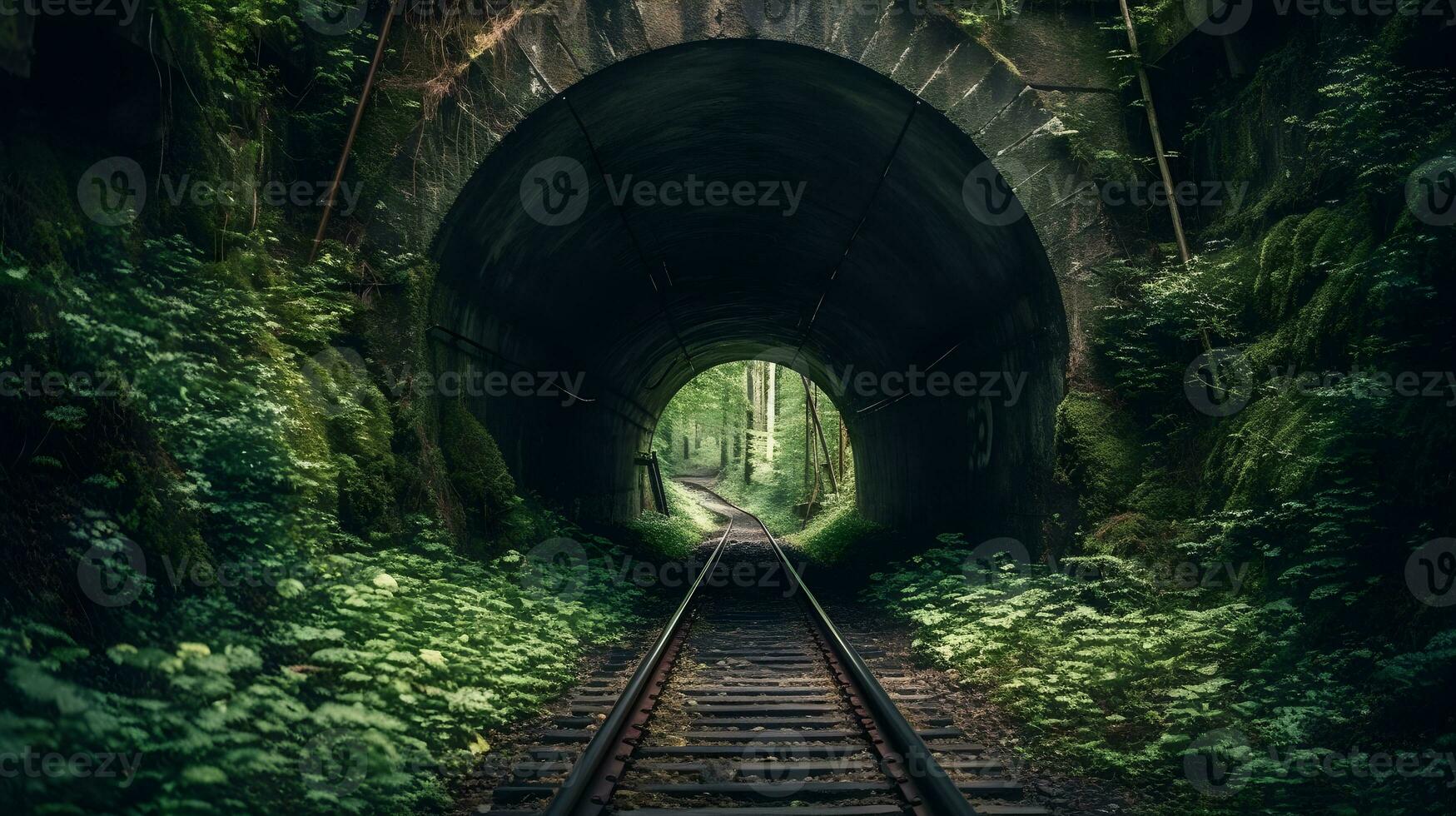 ferrovia tunnel, davanti Visualizza generativo ai foto