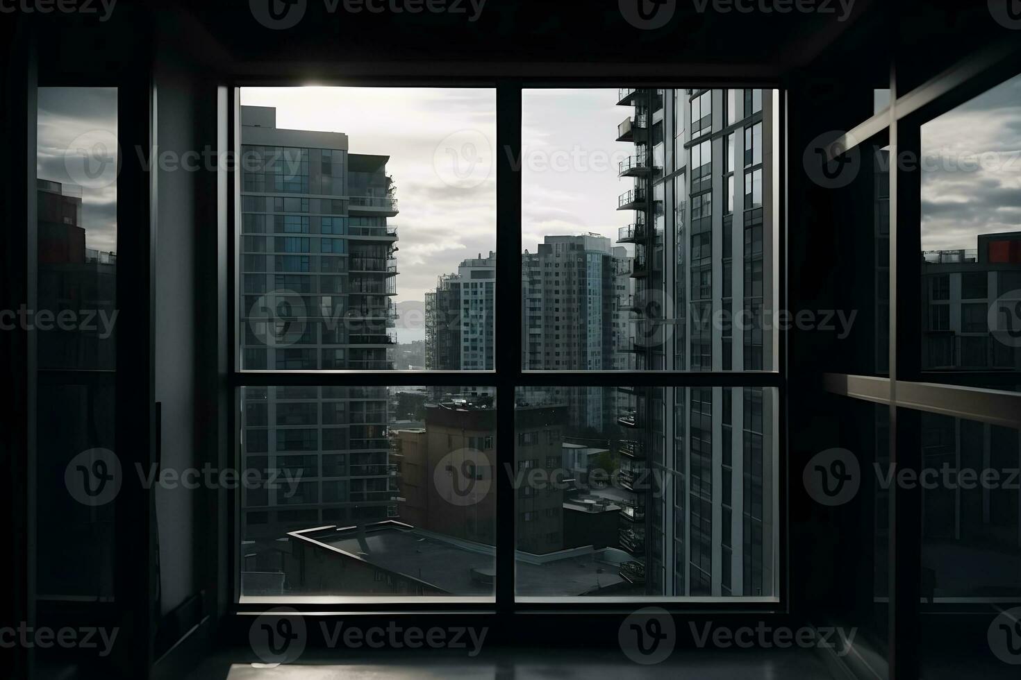 Visualizza di urbano edifici a partire dal appartamento finestra ,generativo ai foto