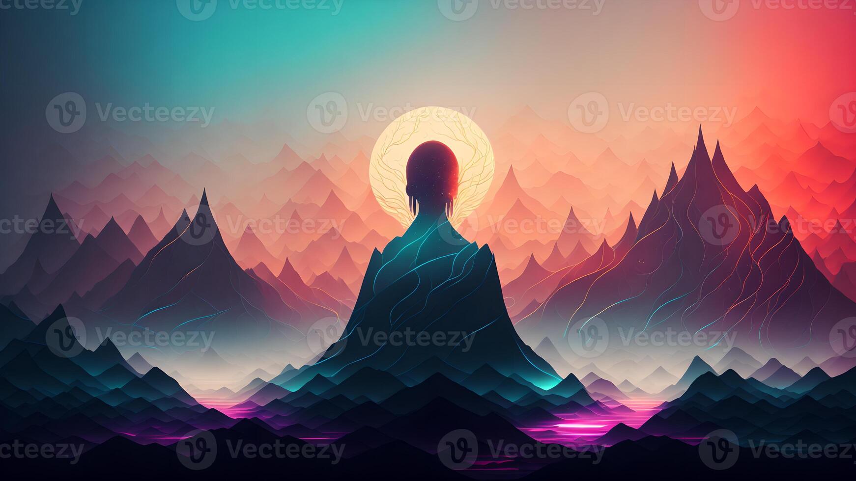 sfondo per un illustrazione di meditazione e illuminazione, con un enfasi su consapevolezza e spiritualità, ai generato foto