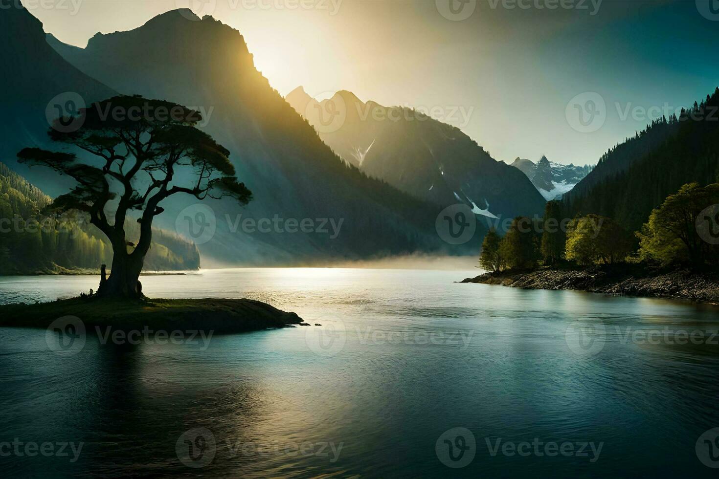 il sbalorditivo paesaggio di il antico alberi. generativo ai. foto