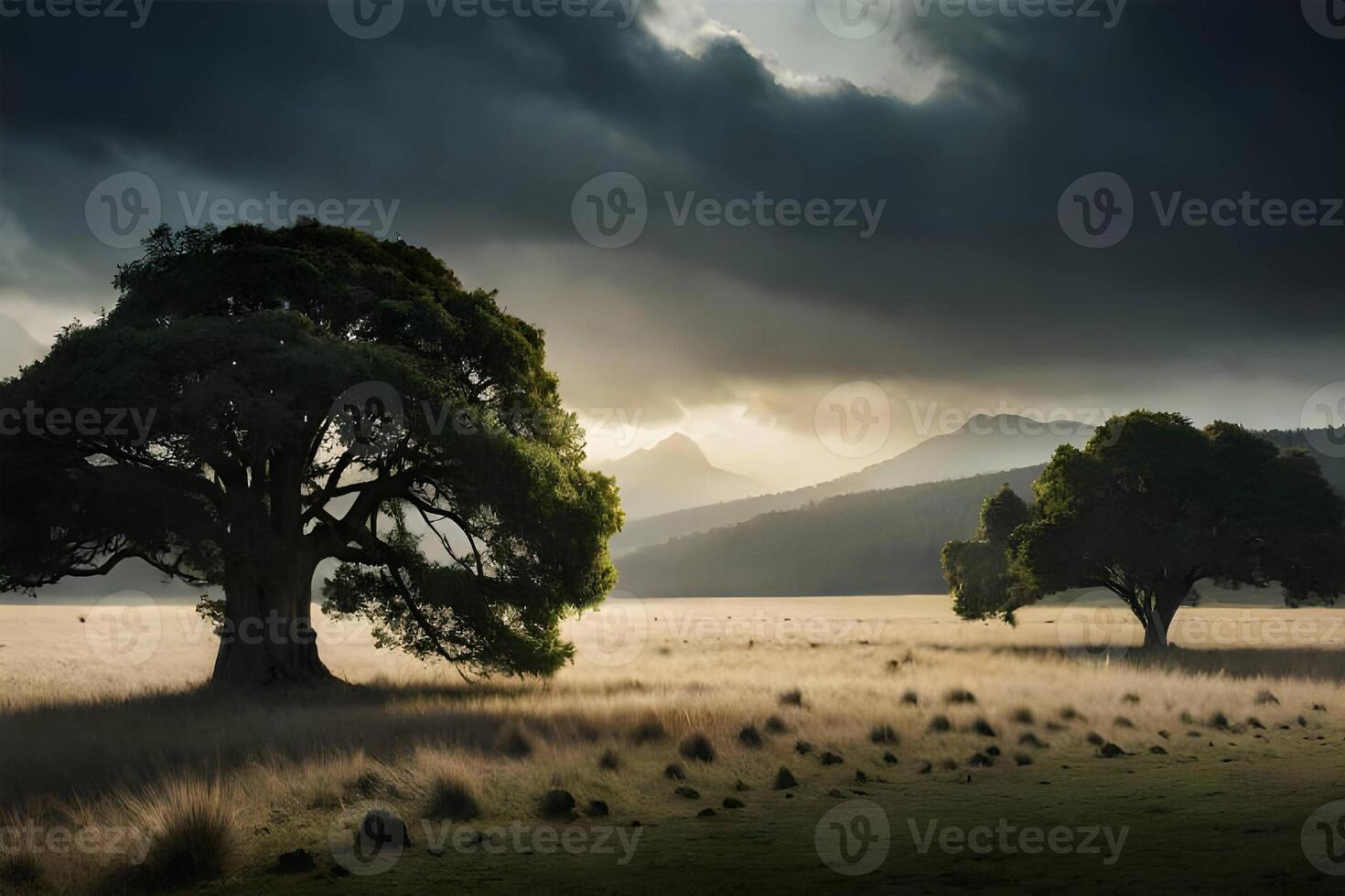 il sbalorditivo paesaggio di il antico alberi. generativo ai. foto