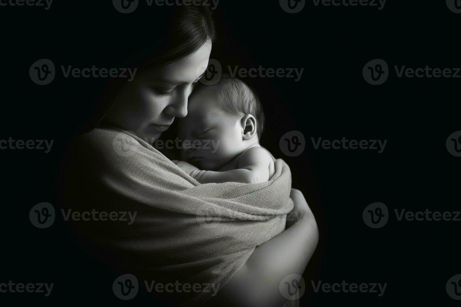 un' madre Tenere sua bambino nel sua braccia creato con generativo ai tecnologia. foto