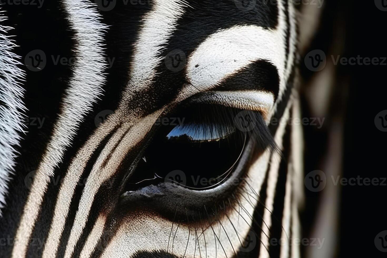 vicino su ritratto di ipnotizzante zebra fotografia creato con generativo ai tecnologia foto