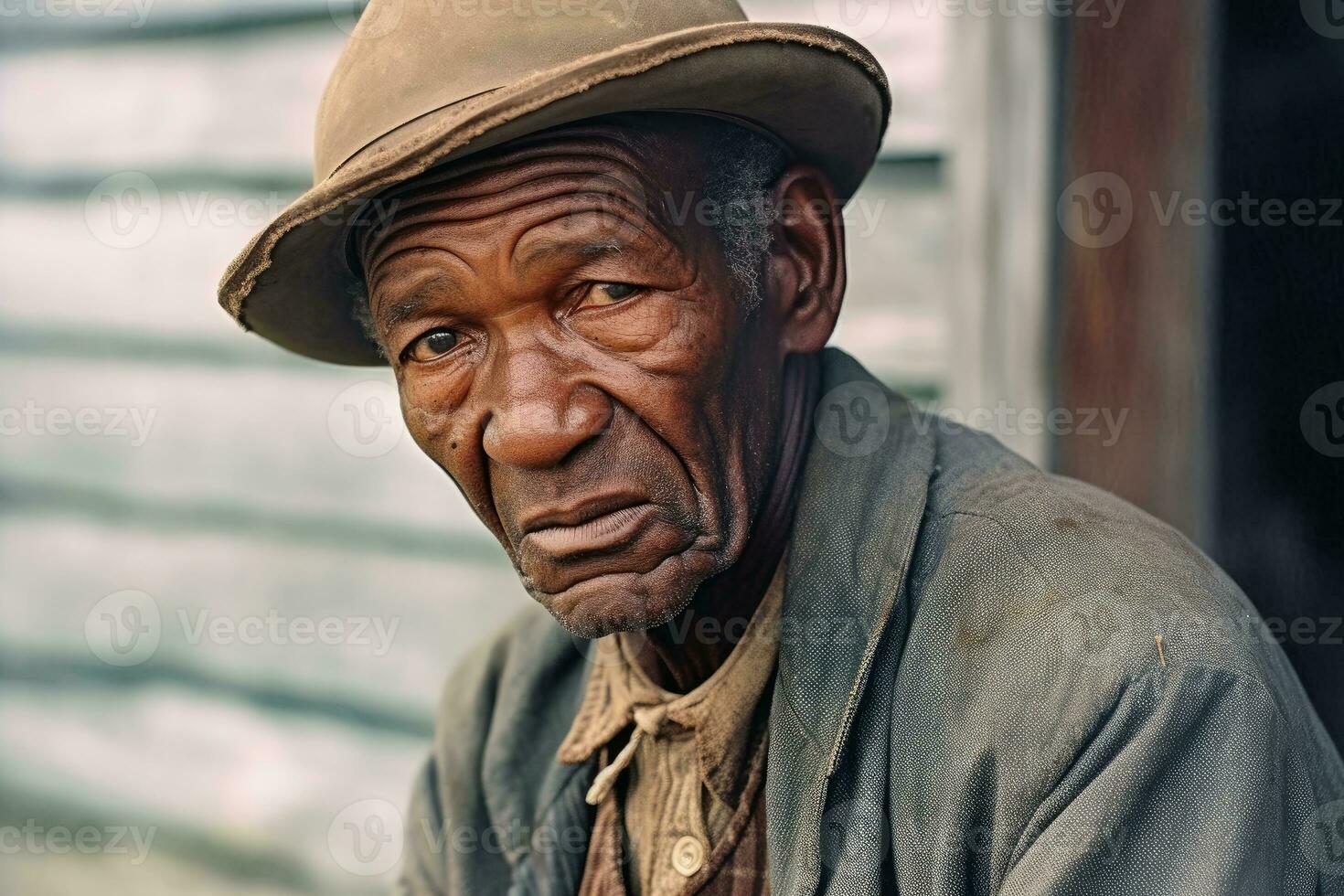 un vecchio nero uomo ritratto creato con generativo ai tecnologia. foto