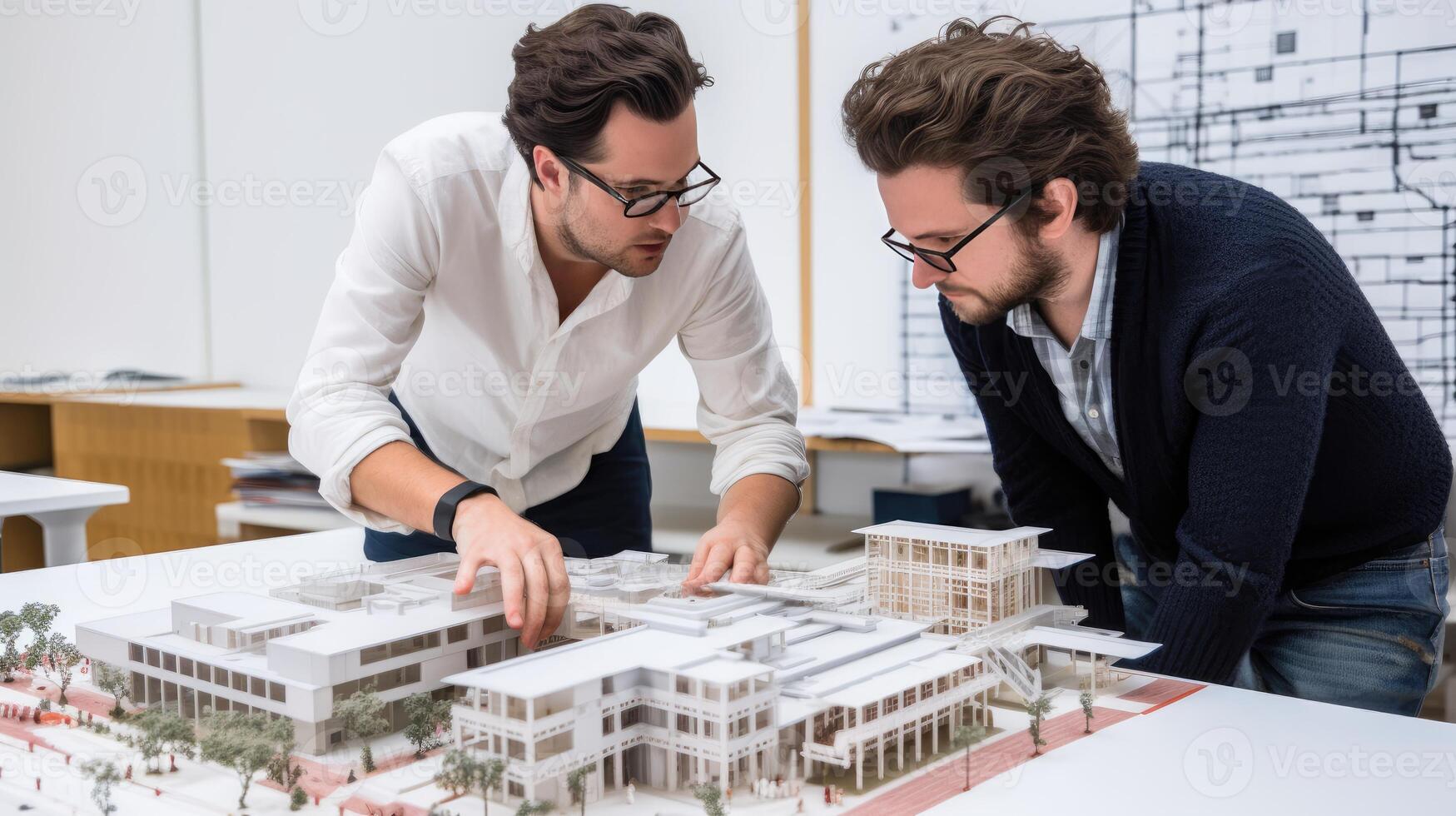 uomo d'affari è dando un' presentazione di un' edificio architetti generato ai foto